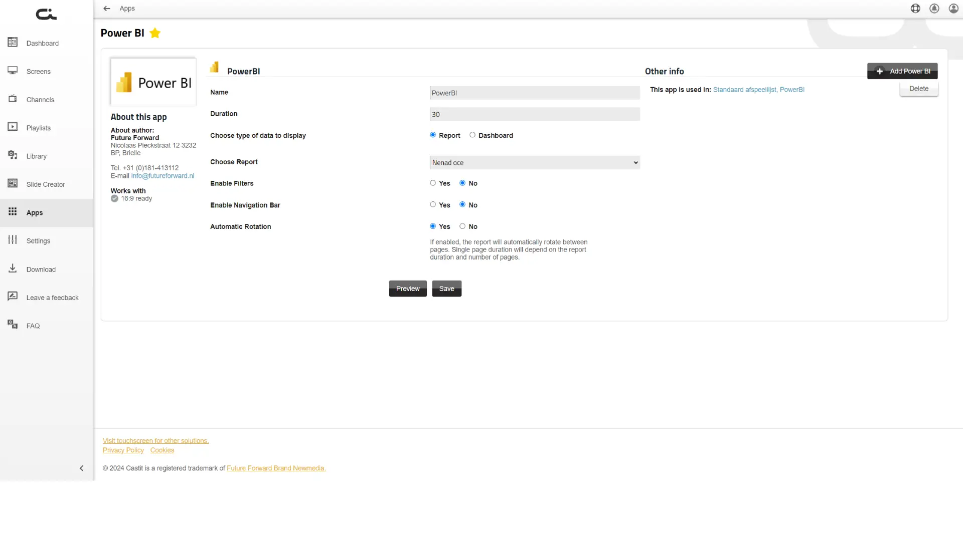 castit dashboard and power bi